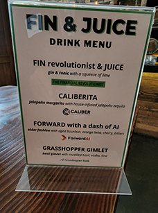 Fin and Juice happy hour menu